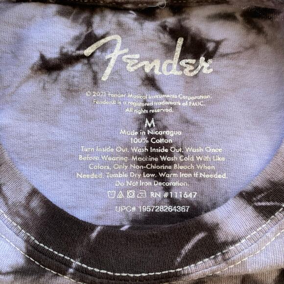 Fender Guitar Men's Tie Dye Graphic T-Shirt Size Medium Cotton Music Tee Rock - Picture 3 of 6